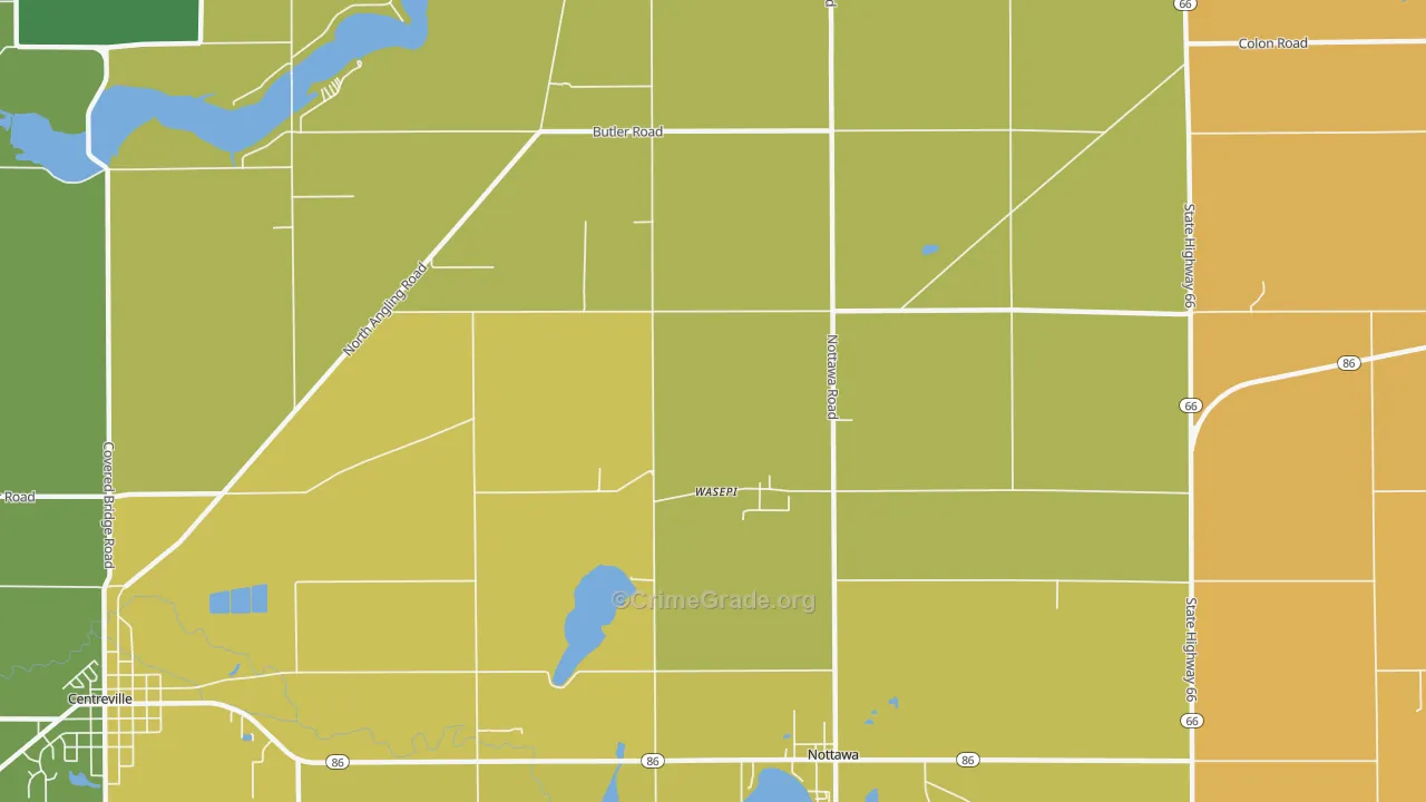 Wasepi, MI Map of Robbery Rates