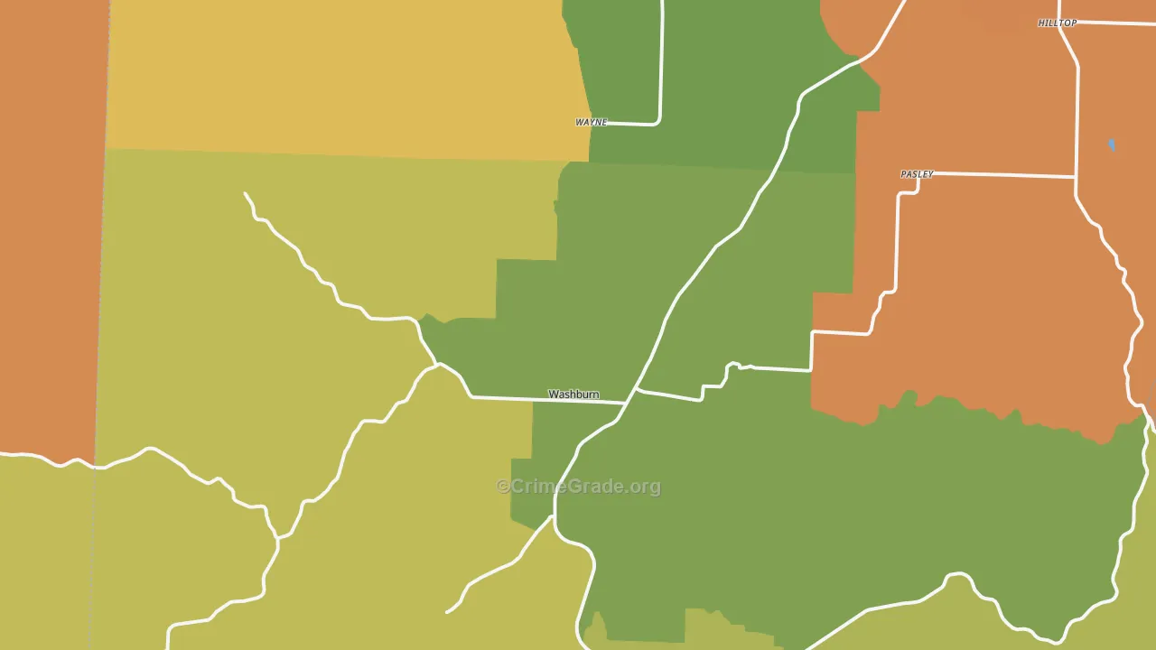 Washburn, MO Map of Robbery Rates