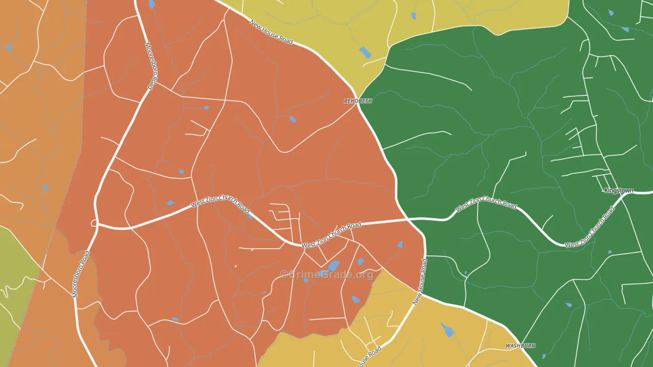 Washburn, NC Map of Robbery Rates