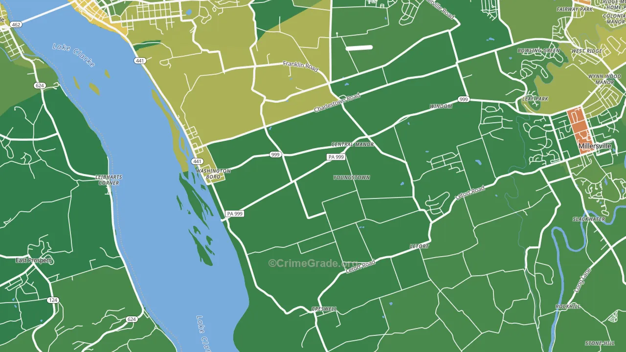 Washington Boro, PA Map of Robbery Rates