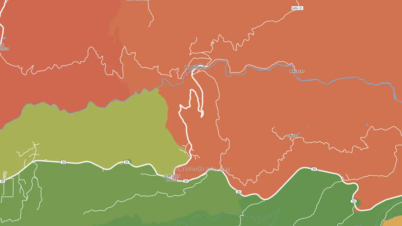 Washington, CA Map of Robbery Rates