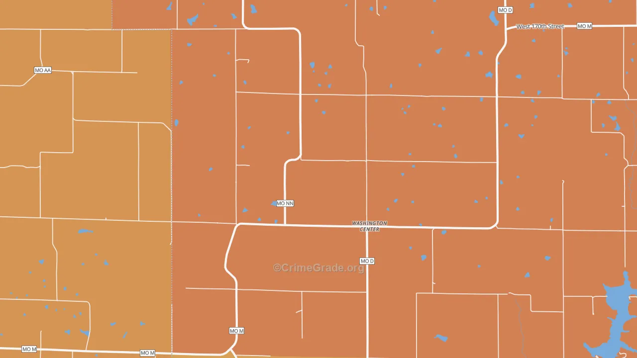 Washington Center, MO Map of Robbery Rates