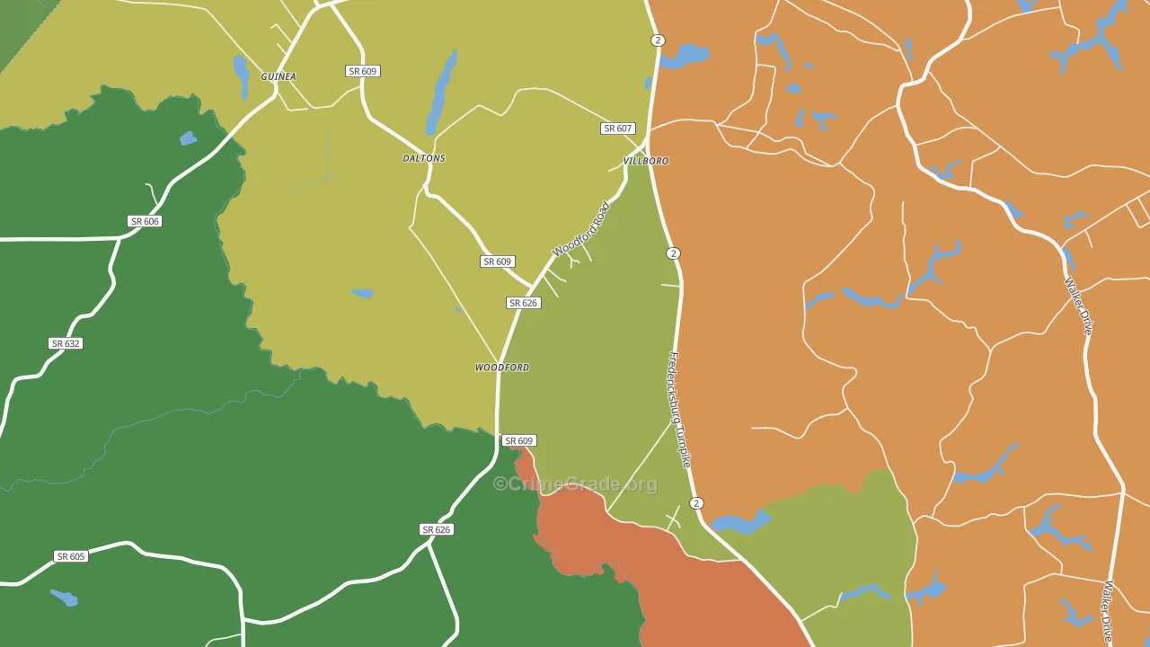 Washington Corner, VA Map of Robbery Rates