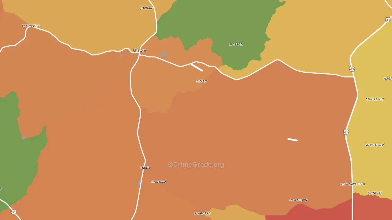 Washington County, AL Map of Robbery Rates