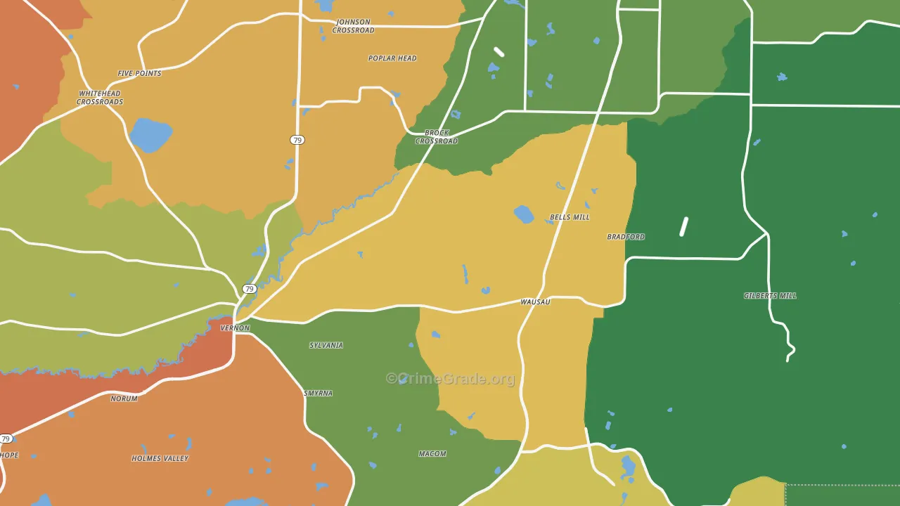 Washington County, FL Map of Robbery Rates