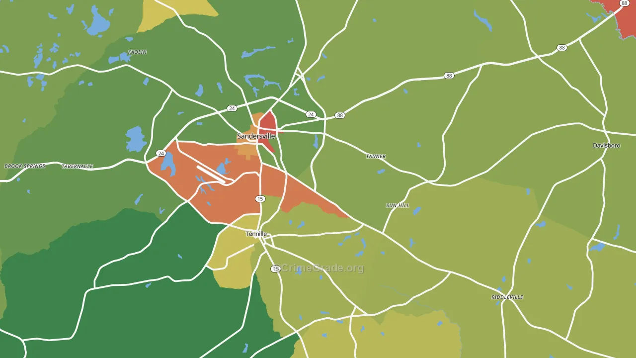 Washington County, GA Map of Robbery Rates