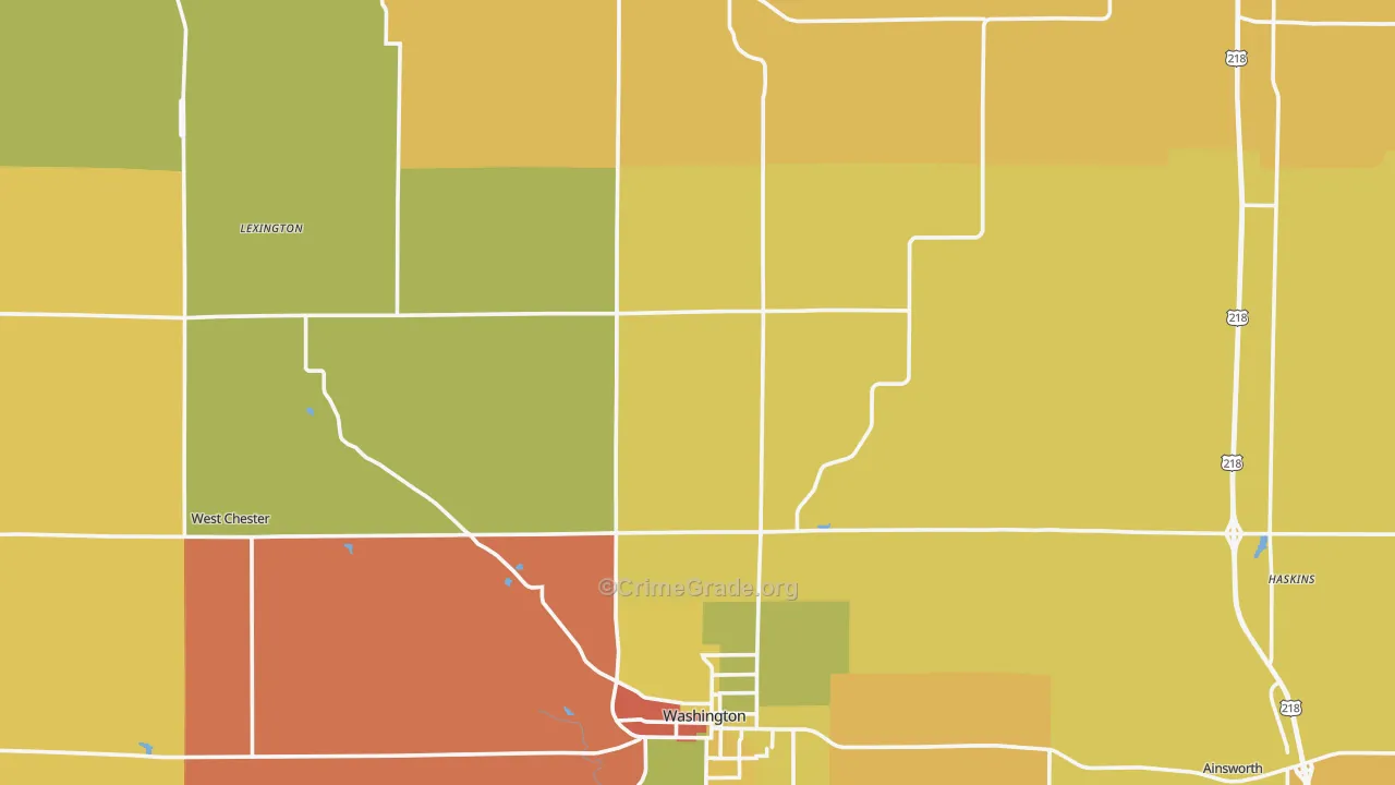 Washington County, IA Map of Robbery Rates