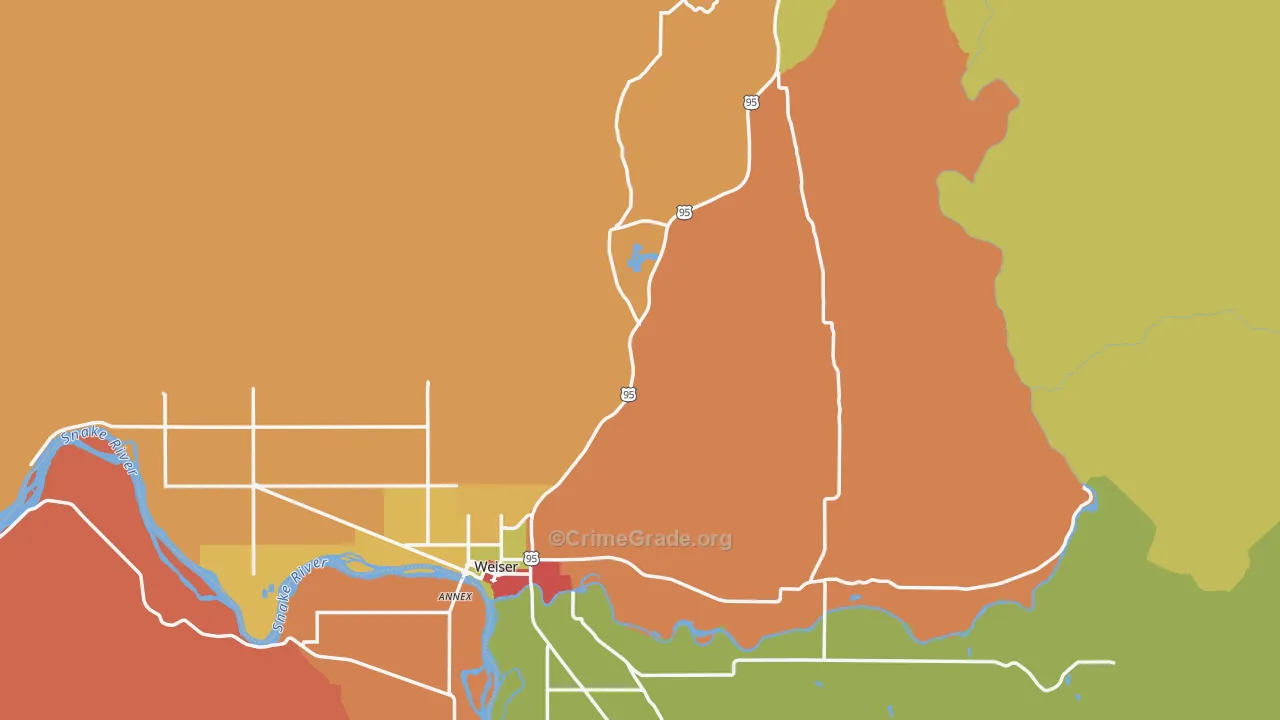 Washington County, ID Map of Robbery Rates