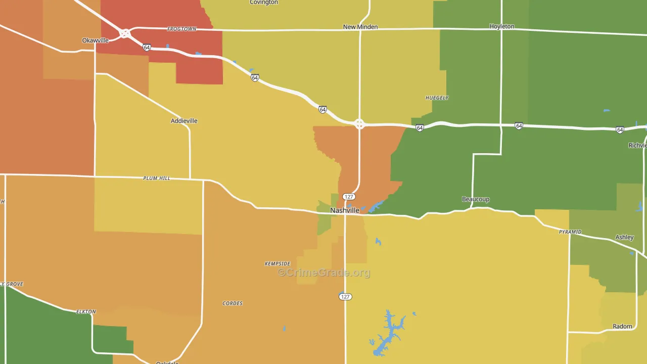 Washington County, IL Map of Robbery Rates