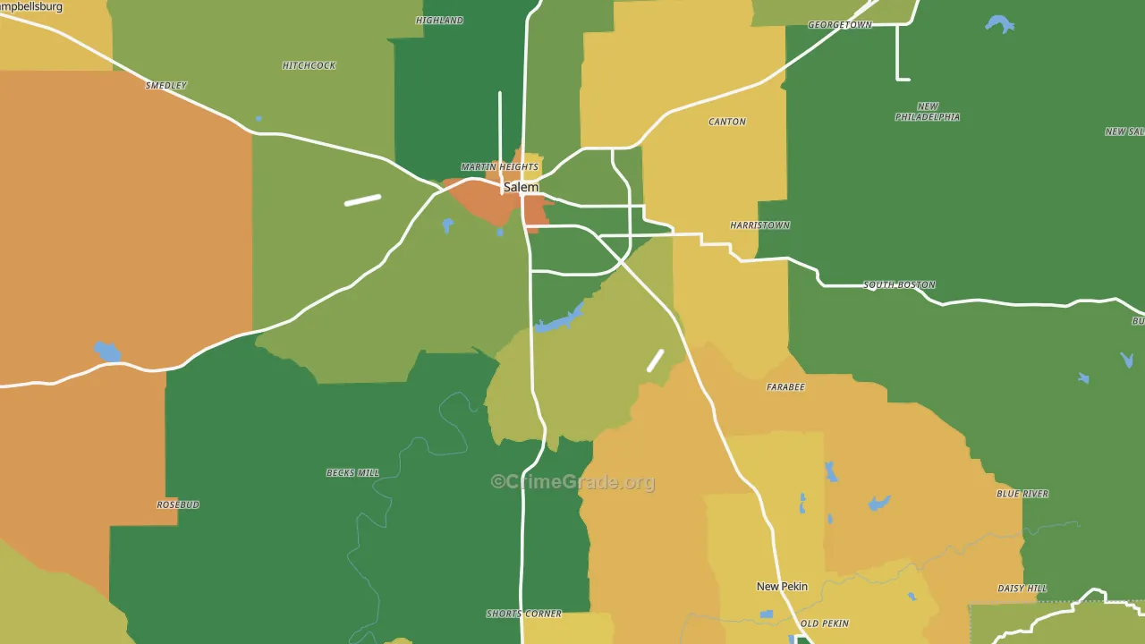 Washington County, IN Map of Robbery Rates