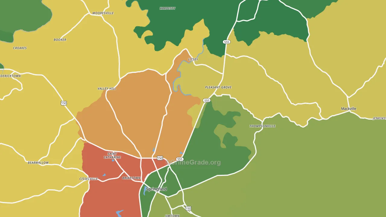 Washington County, KY Map of Robbery Rates