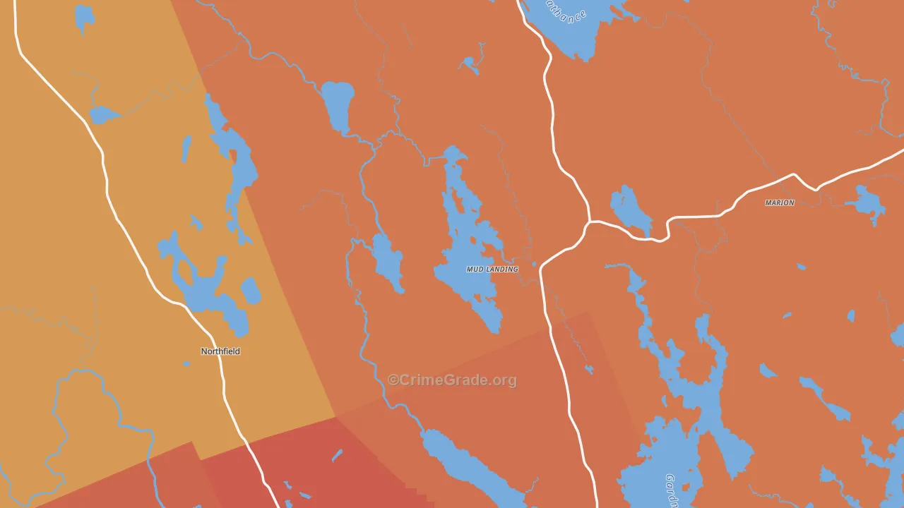 Washington County, ME Map of Robbery Rates