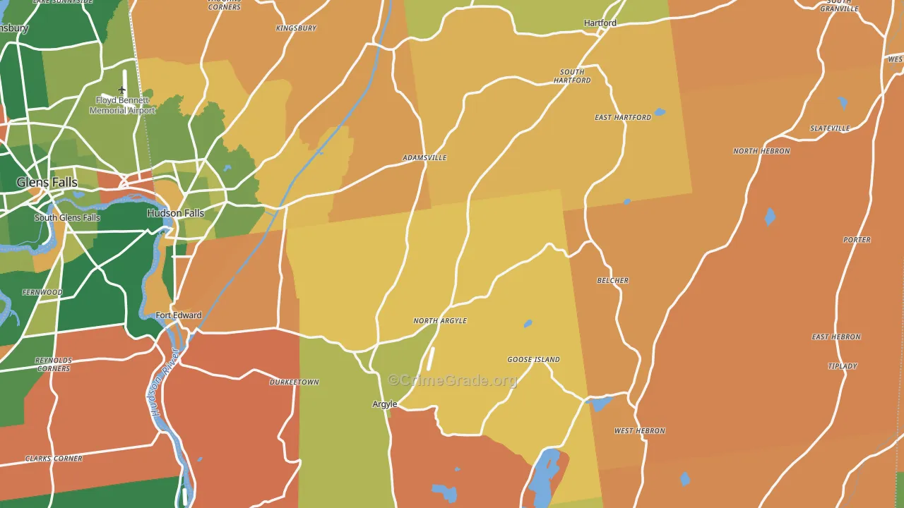 Washington County, NY Map of Robbery Rates
