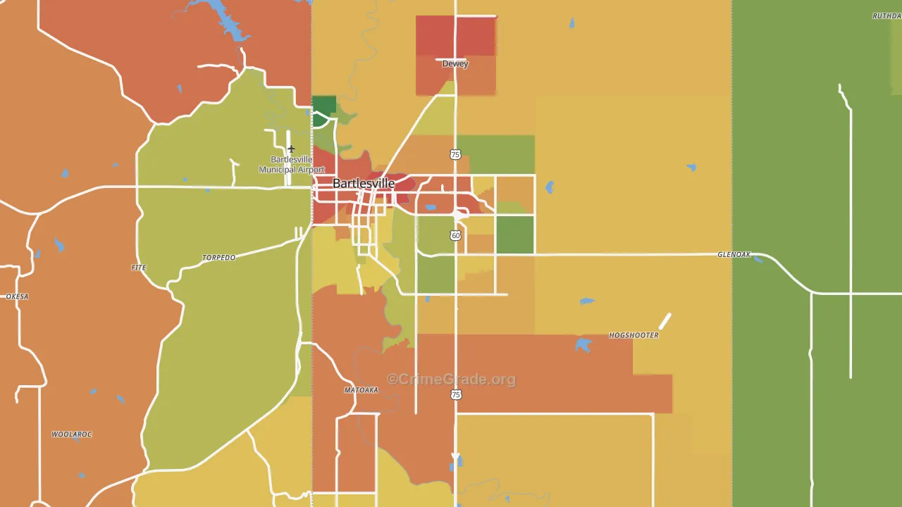 Washington County, OK Map of Robbery Rates
