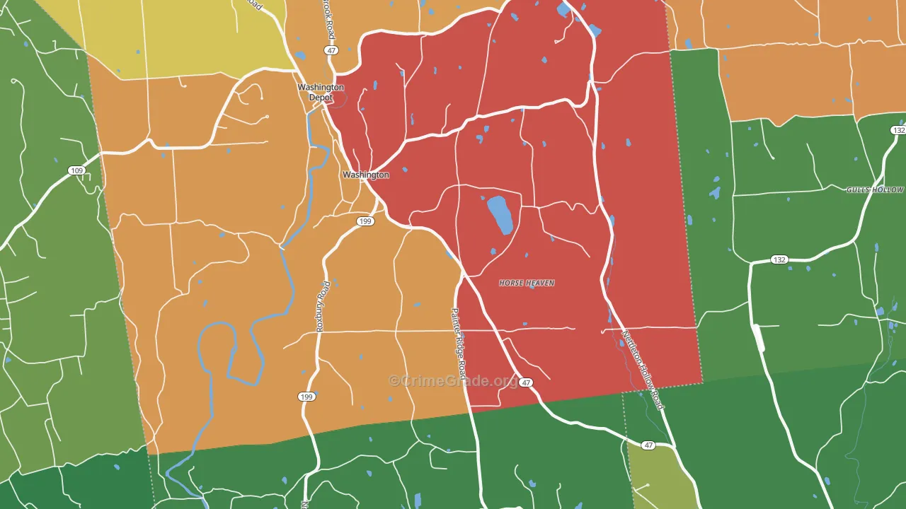 Washington, CT Map of Robbery Rates