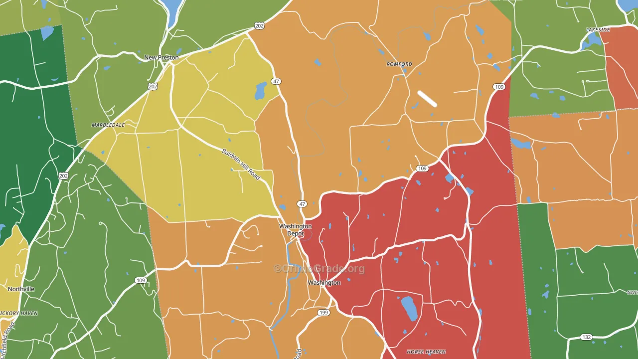 Washington Depot, CT Map of Robbery Rates