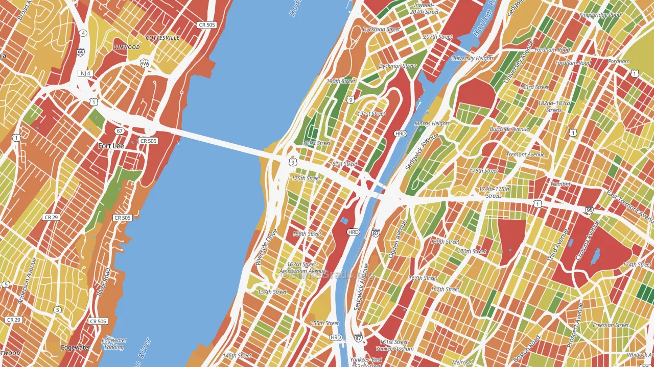 Washington Heights, Manhattan, NY Map of Robbery Rates
