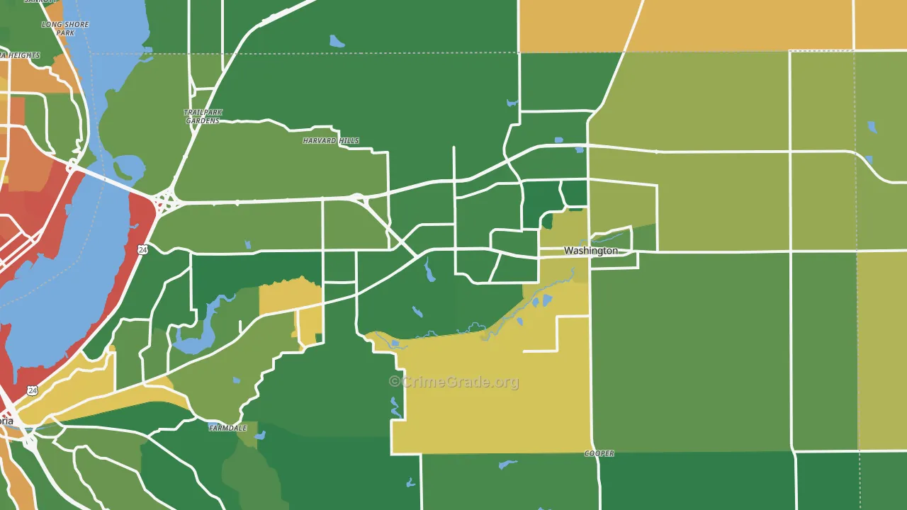 Washington, IL Map of Robbery Rates