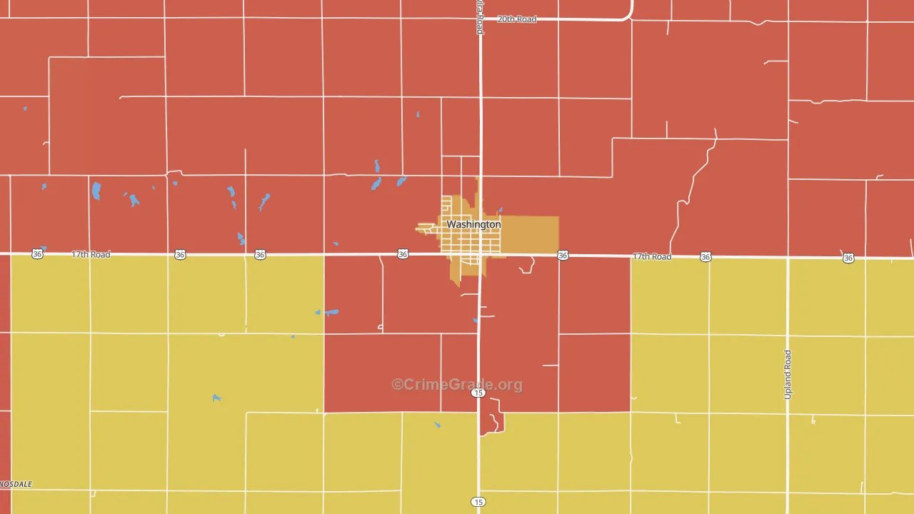 Washington, KS Map of Robbery Rates
