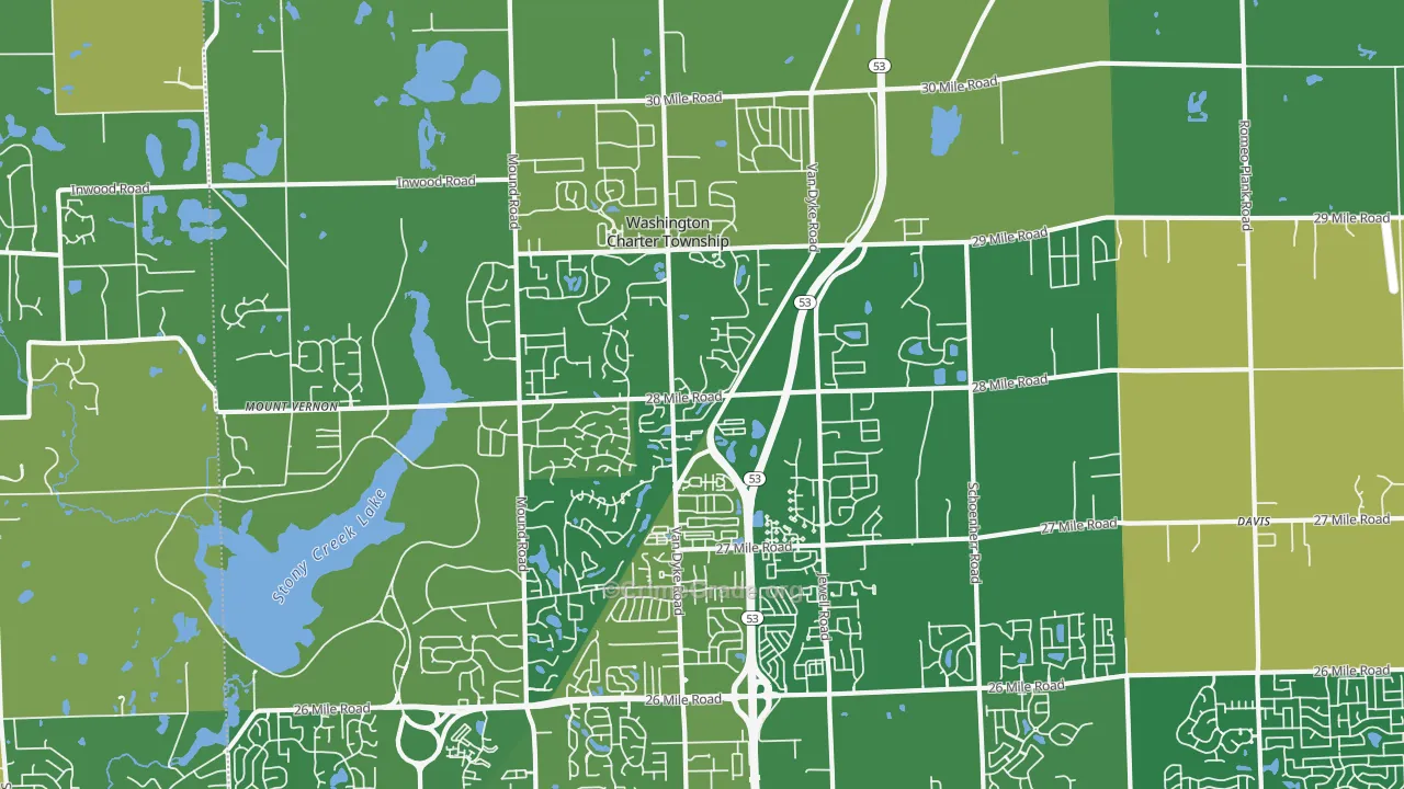 Washington, MI Map of Robbery Rates
