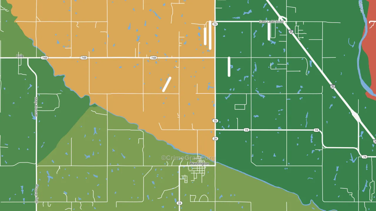 Washington, OK Map of Robbery Rates