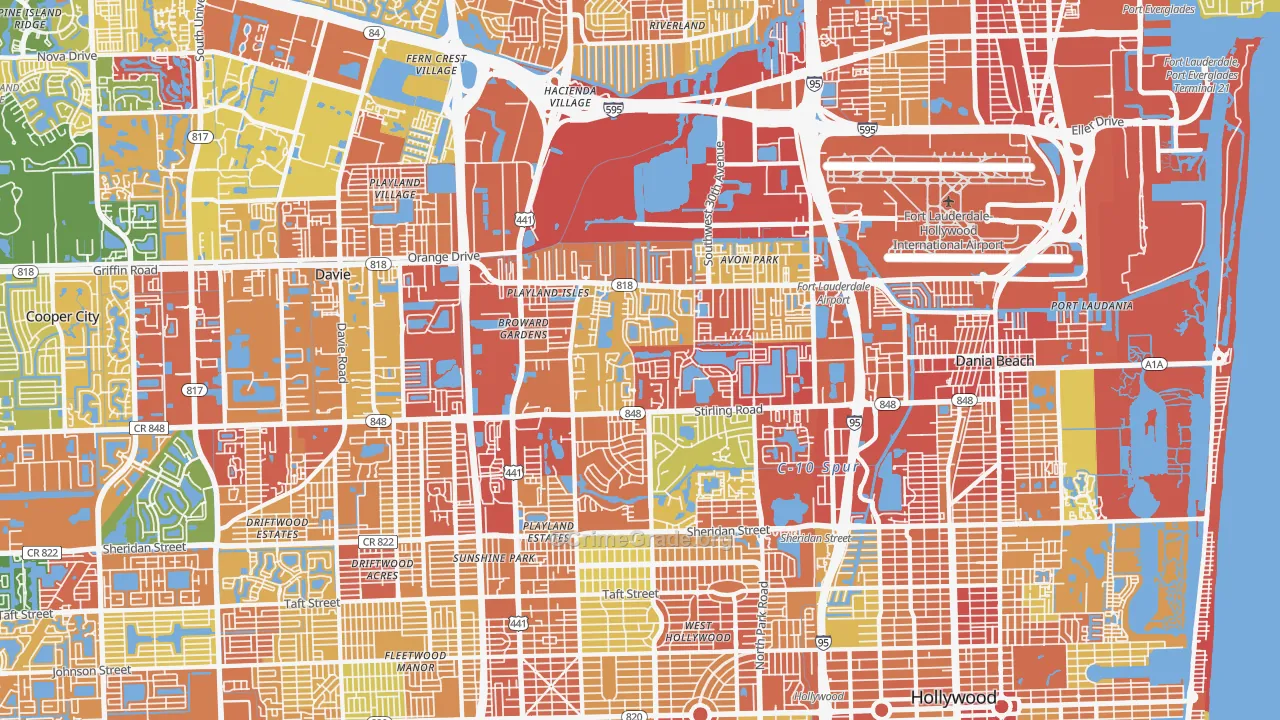Washington Park, Hollywood, FL Map of Robbery Rates