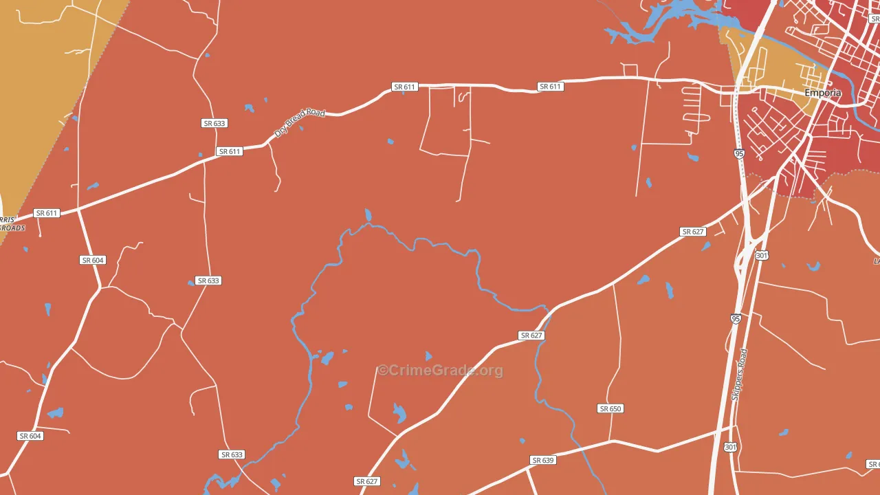 Washington Park, VA Map of Robbery Rates
