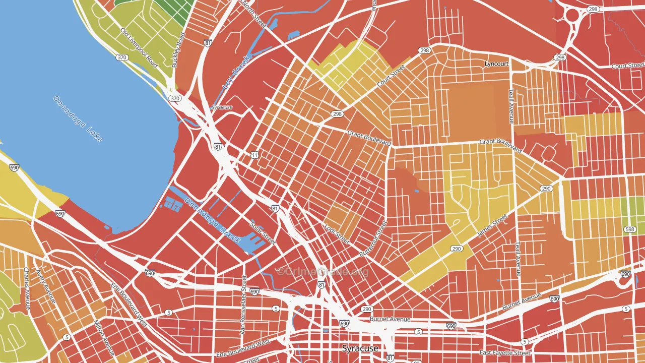 Washington Square, Syracuse, NY Map of Robbery Rates