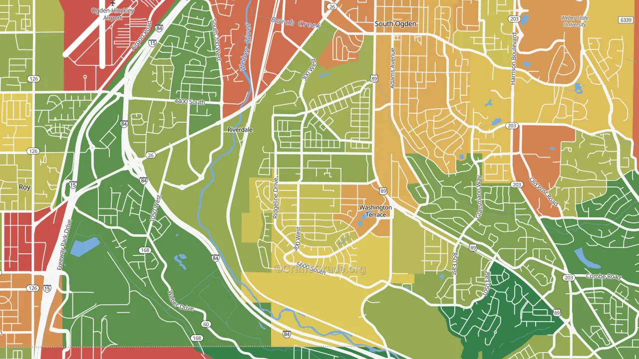 Washington Terrace, UT Map of Robbery Rates