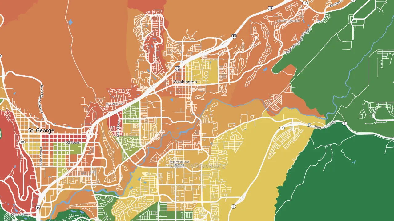 Washington, UT Map of Robbery Rates