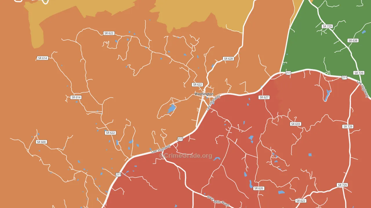 Washington, VA Map of Robbery Rates