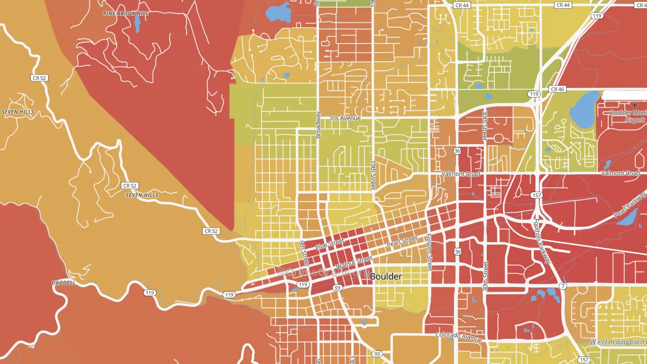 Washington Village, Boulder, CO Map of Robbery Rates