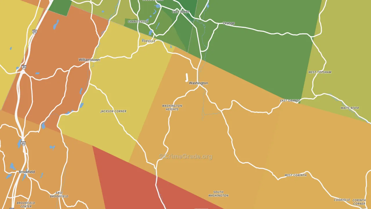 Washington, VT Map of Robbery Rates
