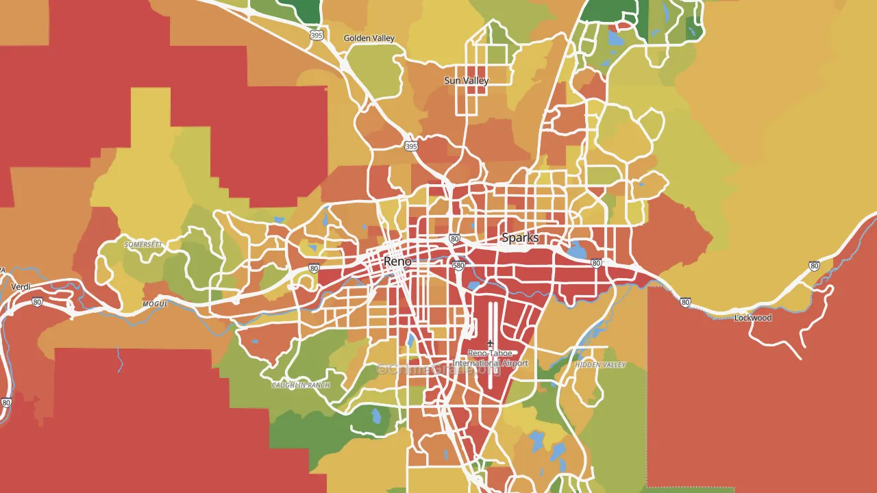 Washoe County, NV Map of Robbery Rates