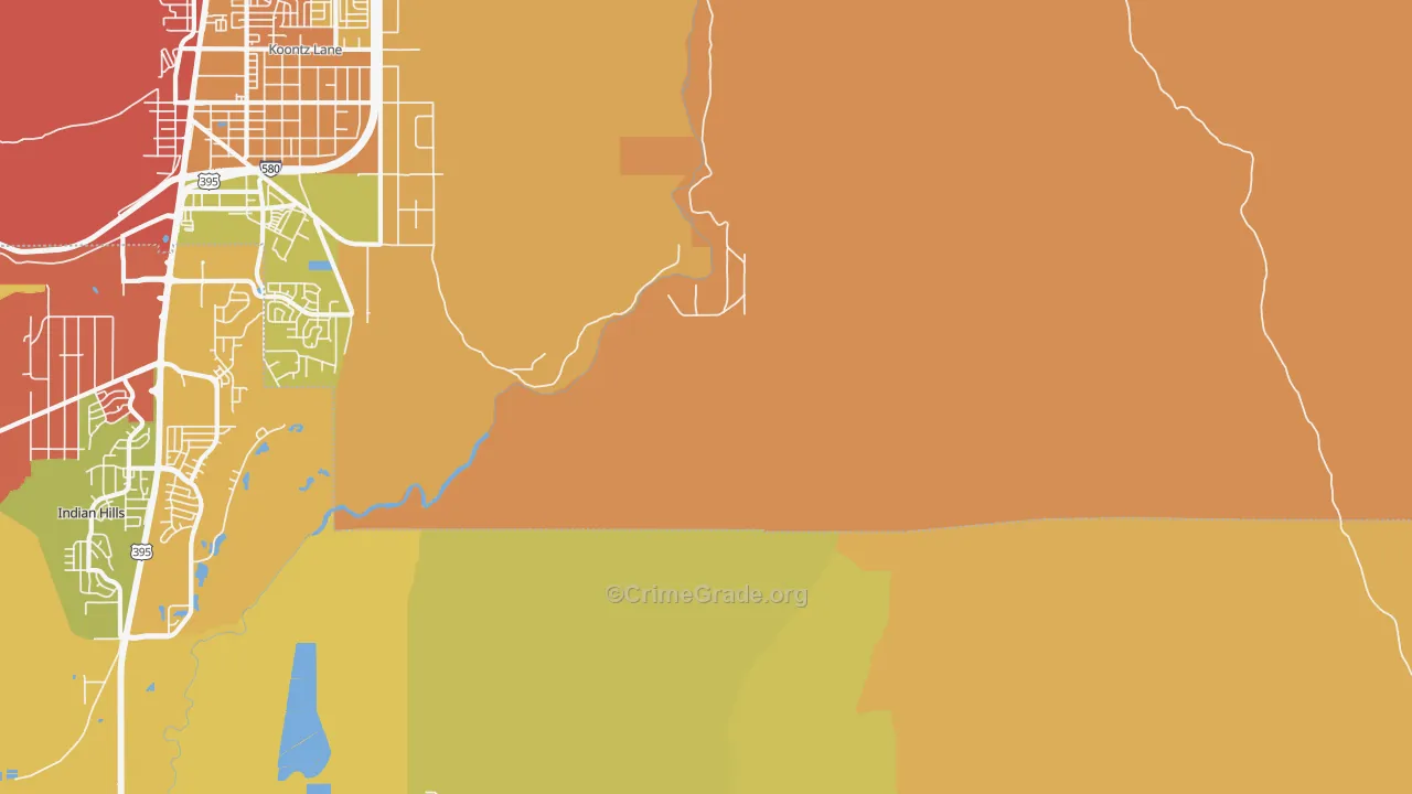 Washoe, NV Map of Robbery Rates