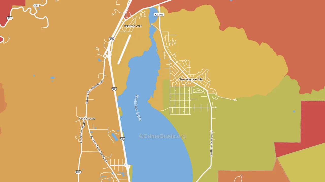 Washoe Valley, NV Map of Robbery Rates