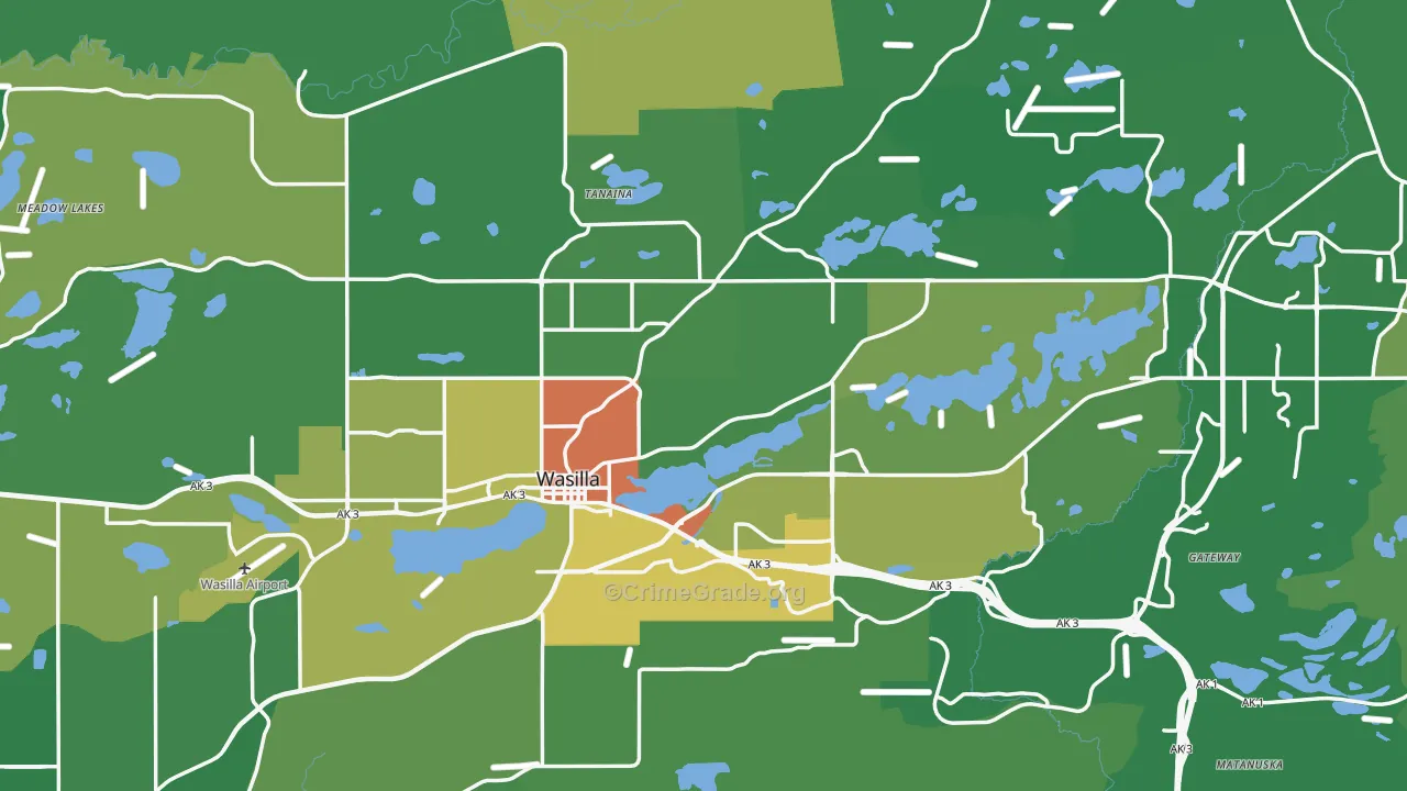 Wasilla, AK Map of Robbery Rates