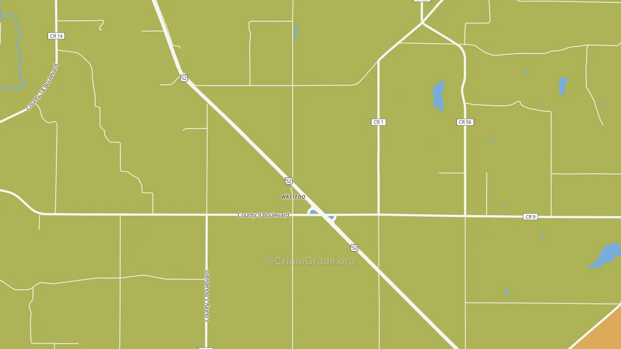 Wastedo, MN Map of Robbery Rates