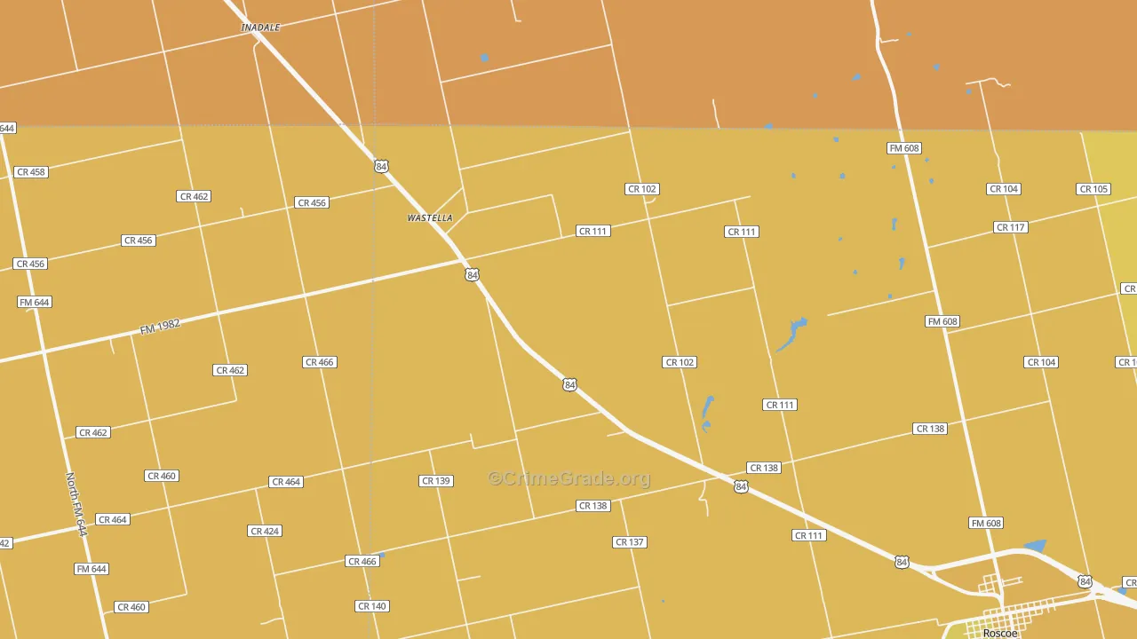 Wastella, TX Map of Robbery Rates