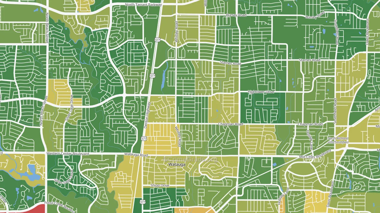 Watauga, TX Map of Robbery Rates