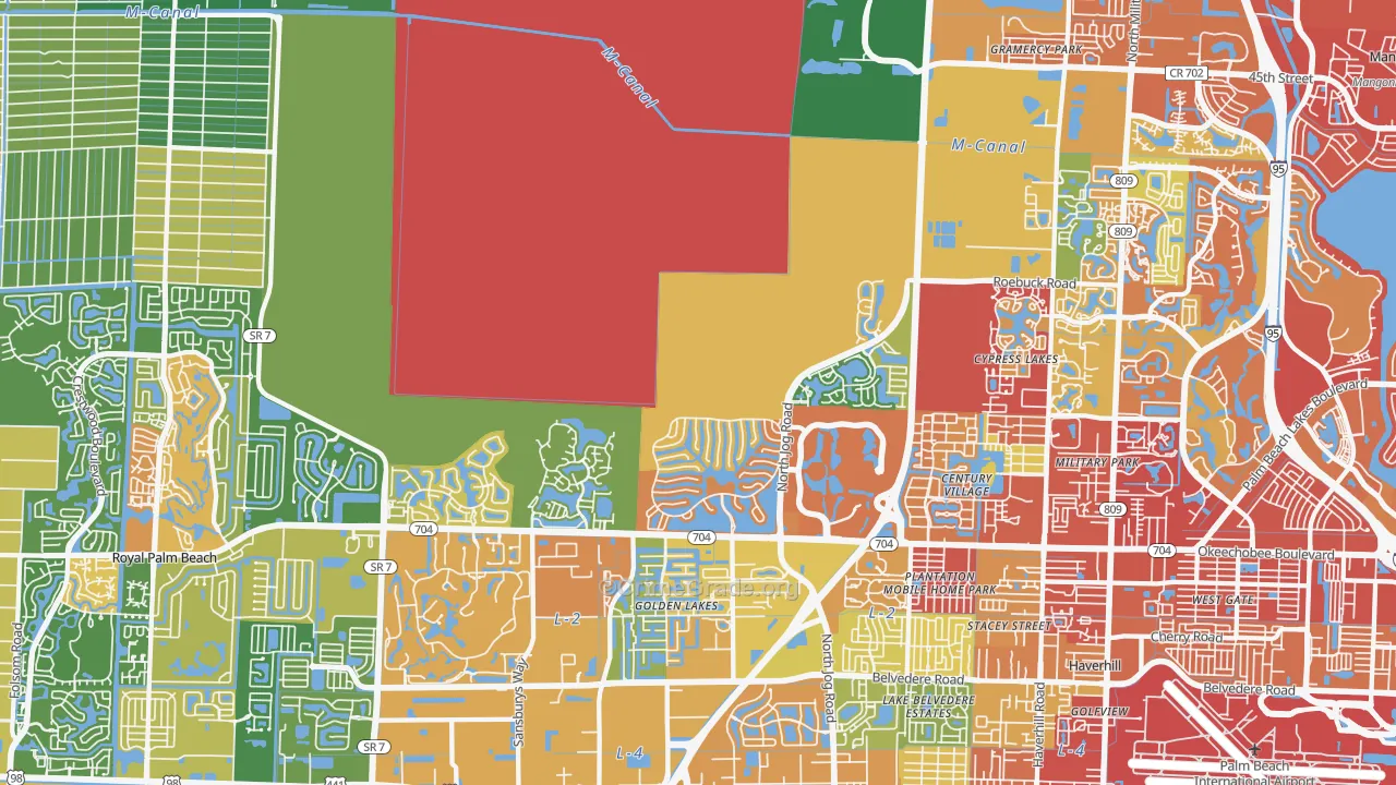 Water Catchment Area, West Palm Beach, FL Map of Robbery Rates