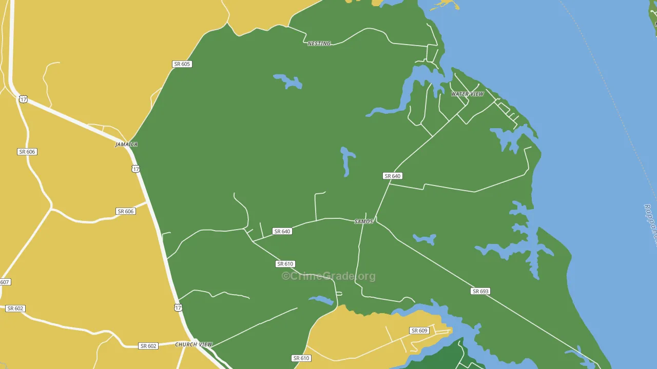 Water View, VA Map of Robbery Rates