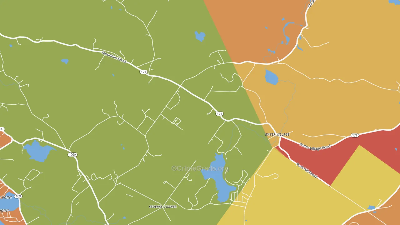 Water Village, NH Map of Robbery Rates