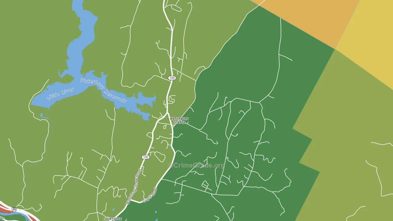 Waterbury Center, VT Map of Robbery Rates