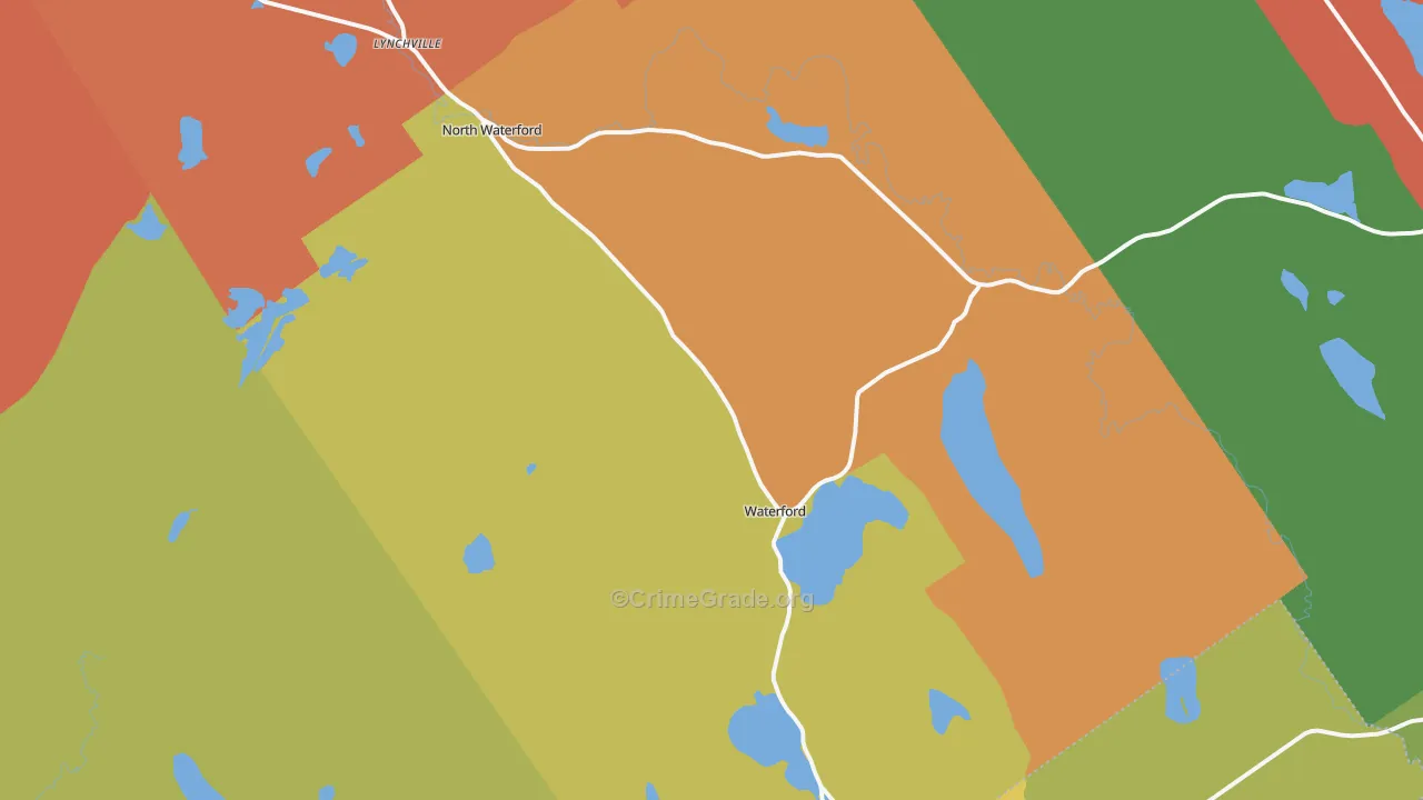 Waterford, ME Map of Robbery Rates