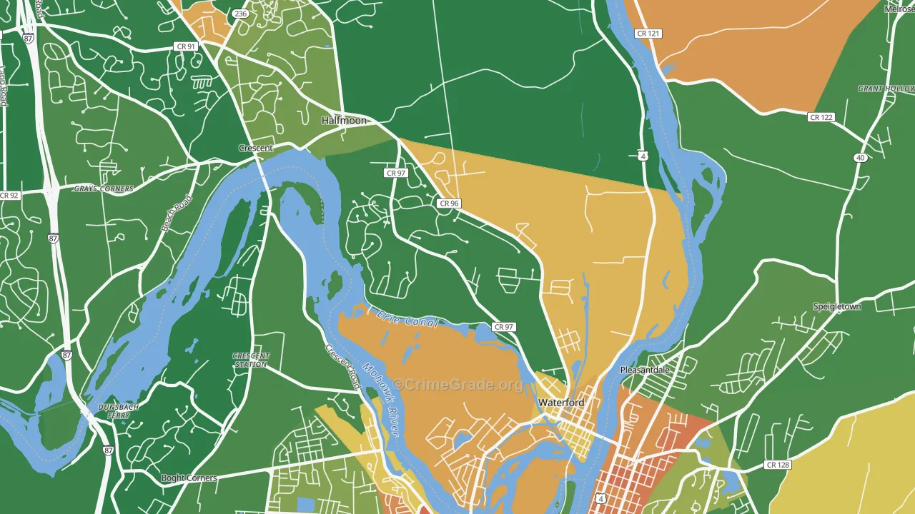 Waterford, NY Map of Robbery Rates