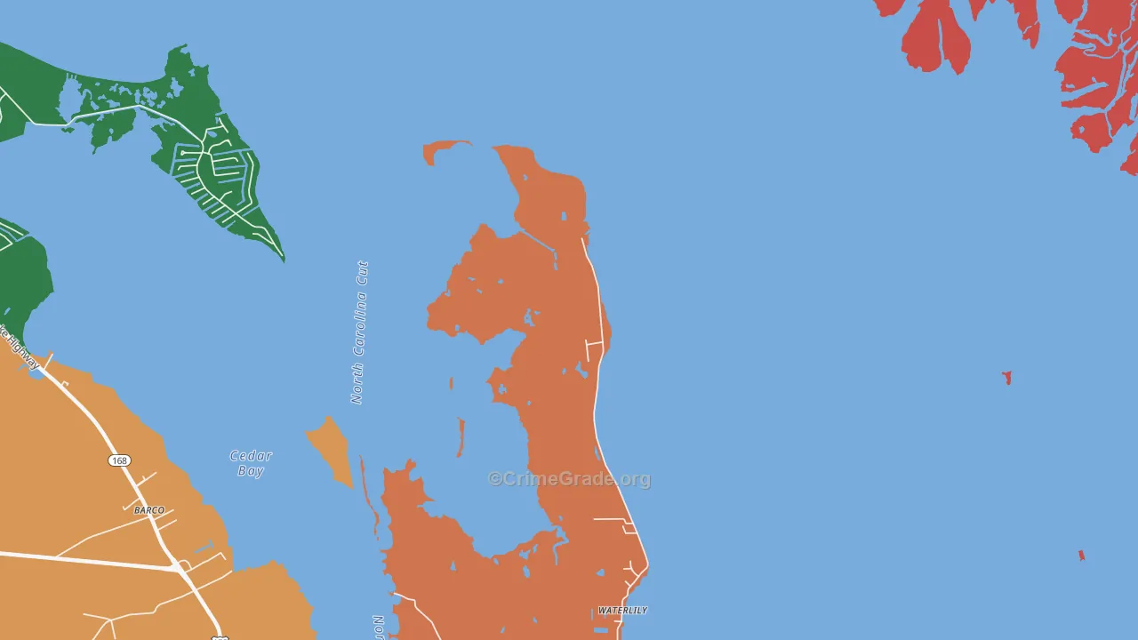 Waterlily, NC Map of Robbery Rates