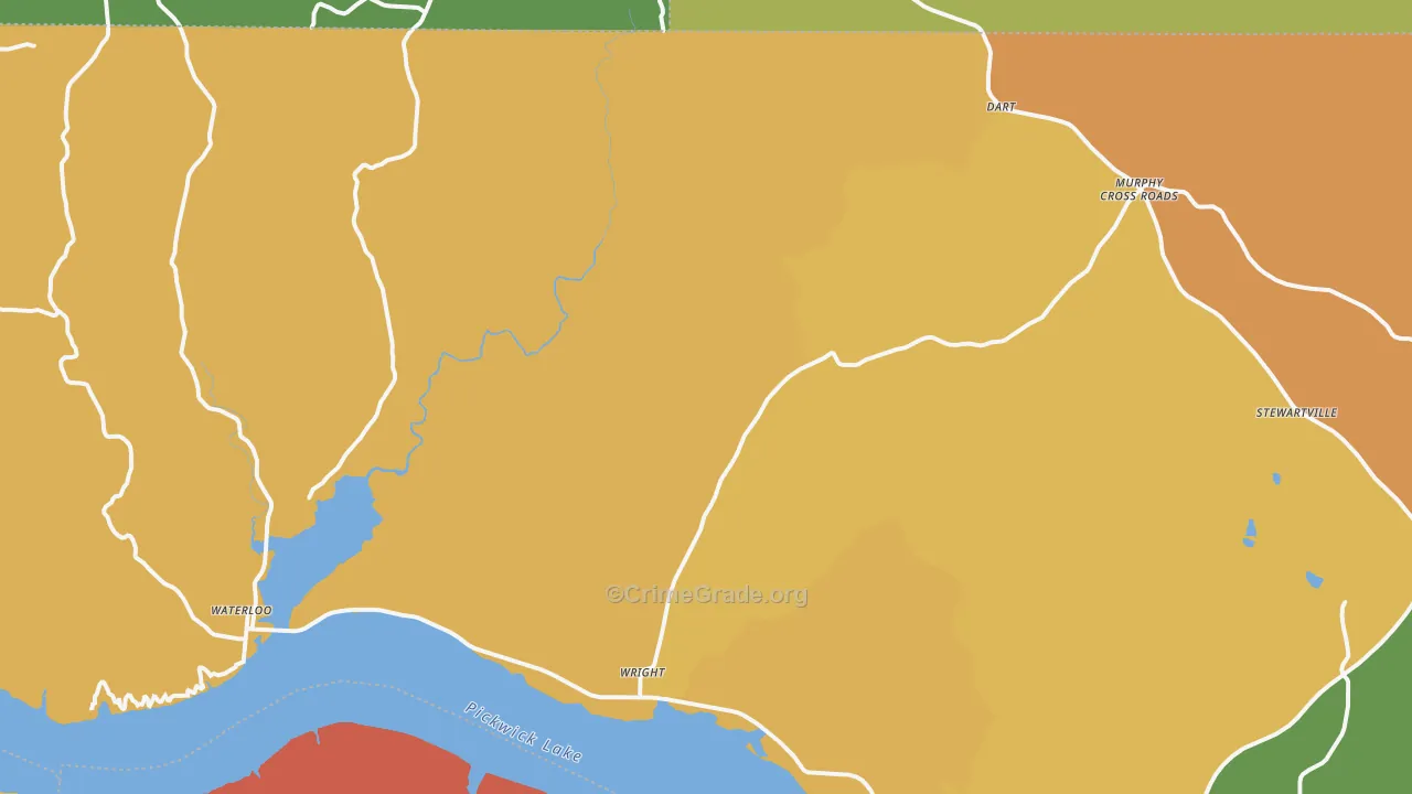 Waterloo, AL Map of Robbery Rates