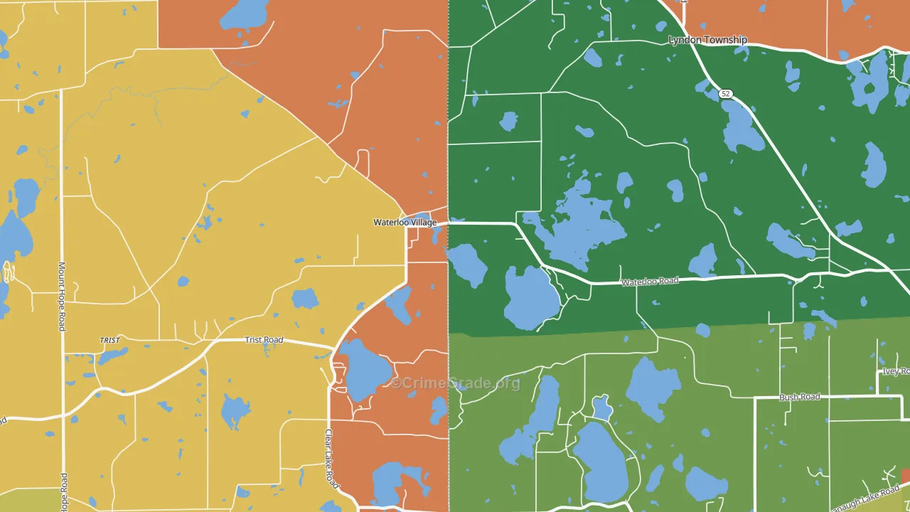Waterloo, MI Map of Robbery Rates