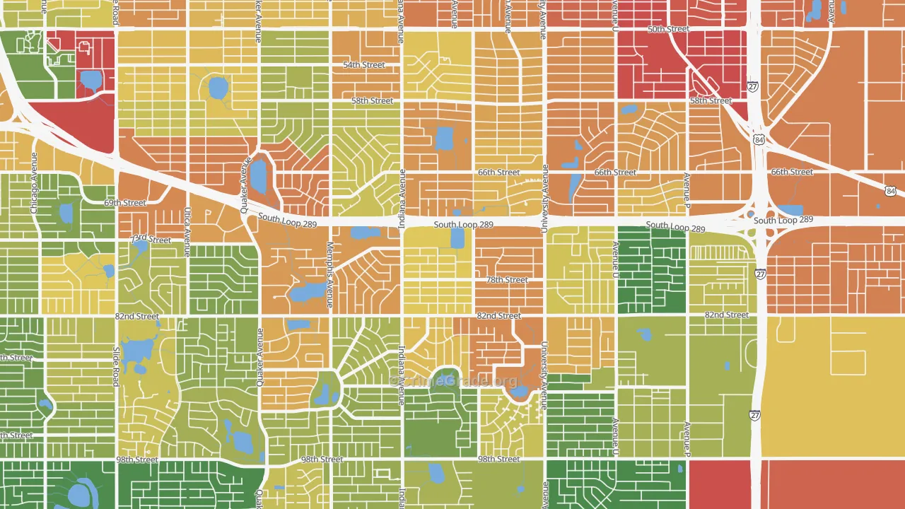 Waters, Lubbock, TX Map of Robbery Rates